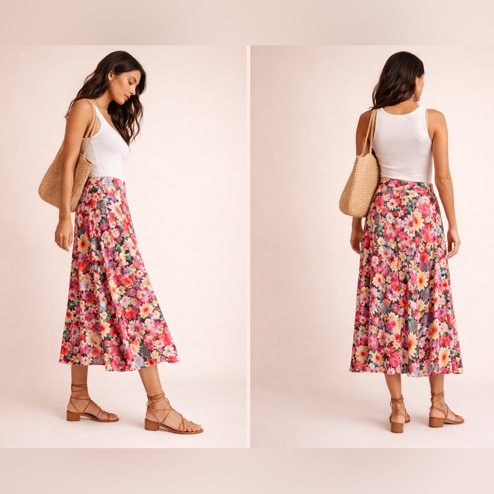 Floral Midi Skirt | Garden Print | Anthropologie Style - Picture 2 of 3